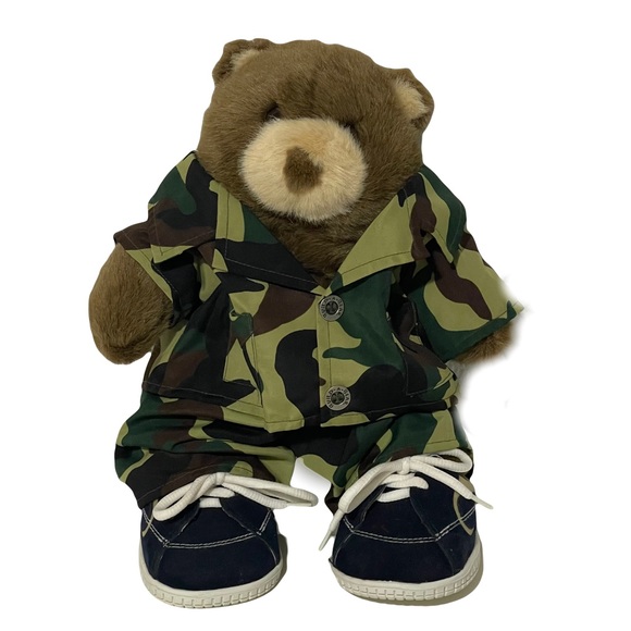 Build a Bear vintage brown bear with camo army military bear 13" - Picture 1 of 13